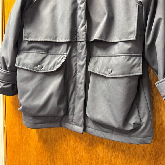 Nap Loungewear Hooded Drawstring Duck Down Filled Parka Coat Hazel Blue Large L - Picture 7 of 16